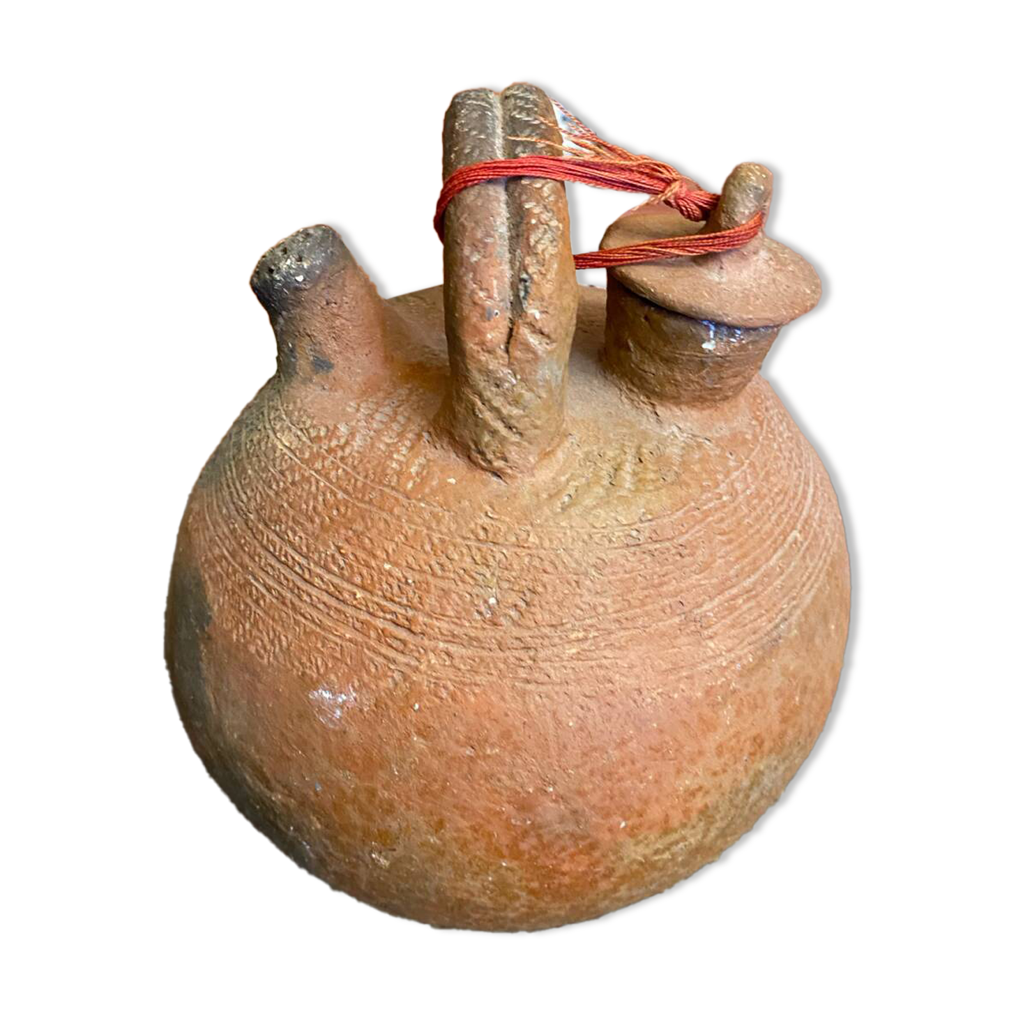 Gargoulette Jug Ball Antique Terracotta Chiseled Vintage #D616