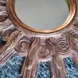 Vintage wooden and gold sun mirror