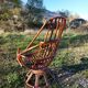 Fauteuil vintage pivotant en bambou et rotin