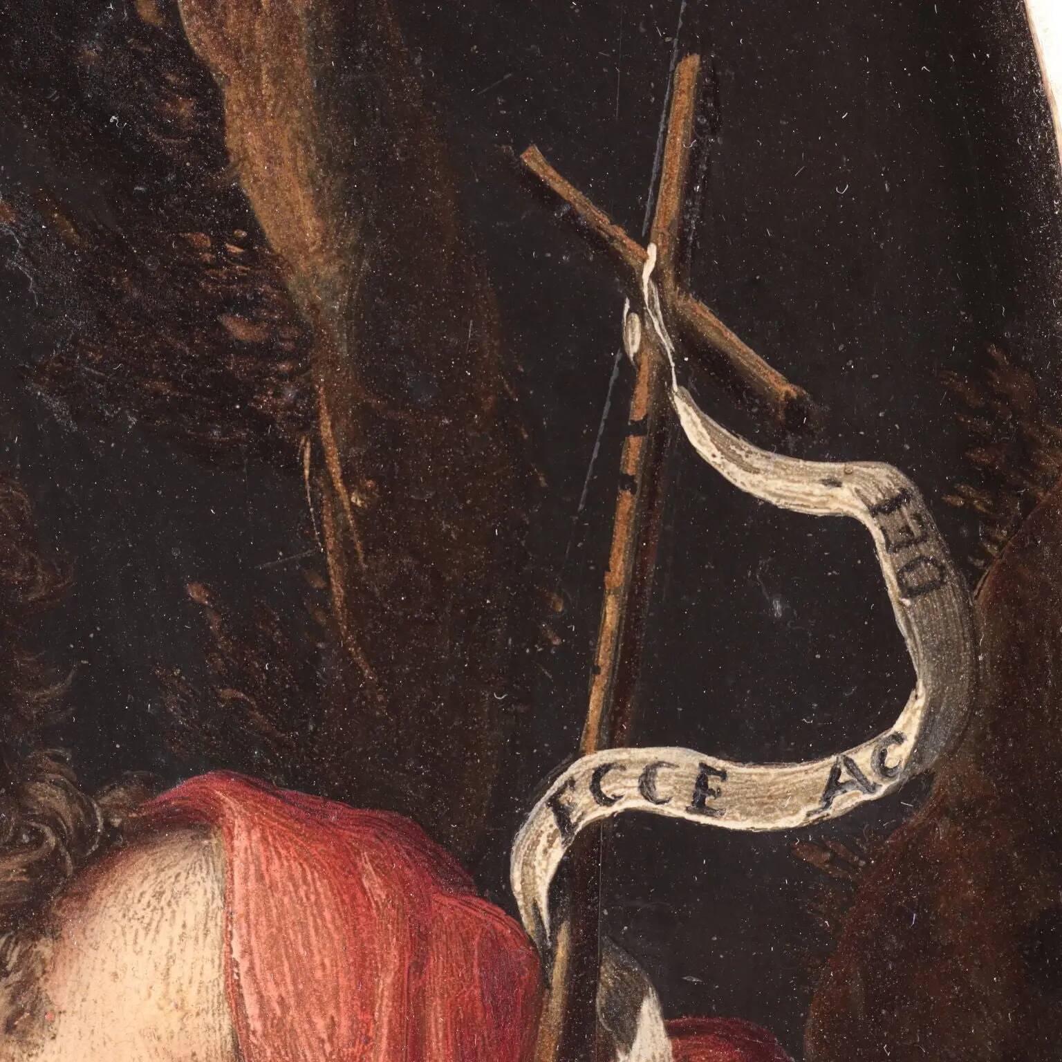 Paire de peintures anciennes sur ardoise, sujet religieux, XVIIe siècle