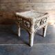 Vintage wicker stool, small woven rattan footstool and rustic plant stand