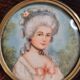 Miniature portrait of a woman in the style of Marie Antoinette, signed Lucia, 12 x 12 cm.