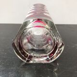 Designer transparent & red glass vase made in France vintage