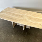 Vintage travertine marble coffee table, France 1980s