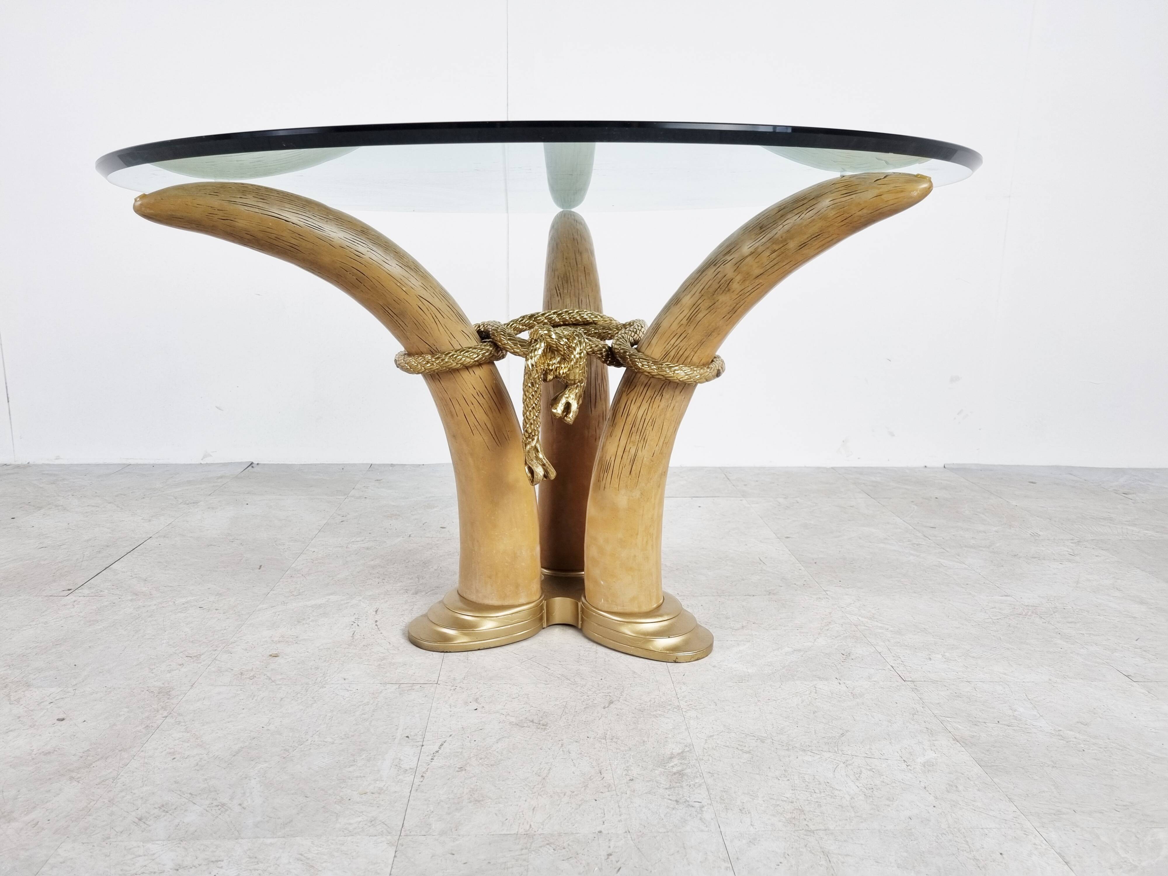 Vintage faux tusk center table or side table, 1970s