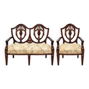 Ensemble de fauteuils en bois sculpté - Style classique - Chiniot, Pakistan