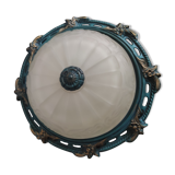 Glass and cast iron ceiling lamp