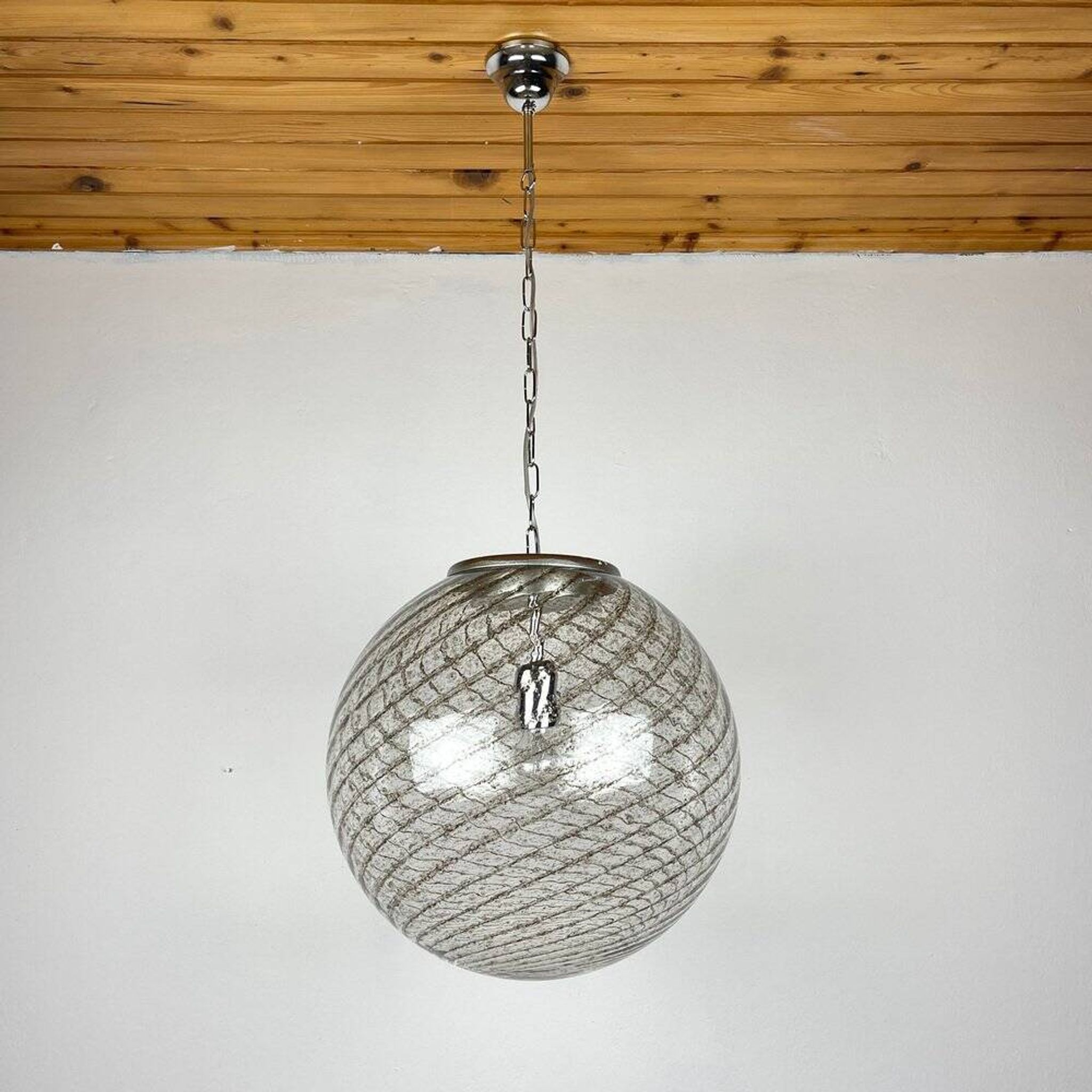 Vintage swirling Murano glass pendant lamp La Murrina, Italy, 1970s