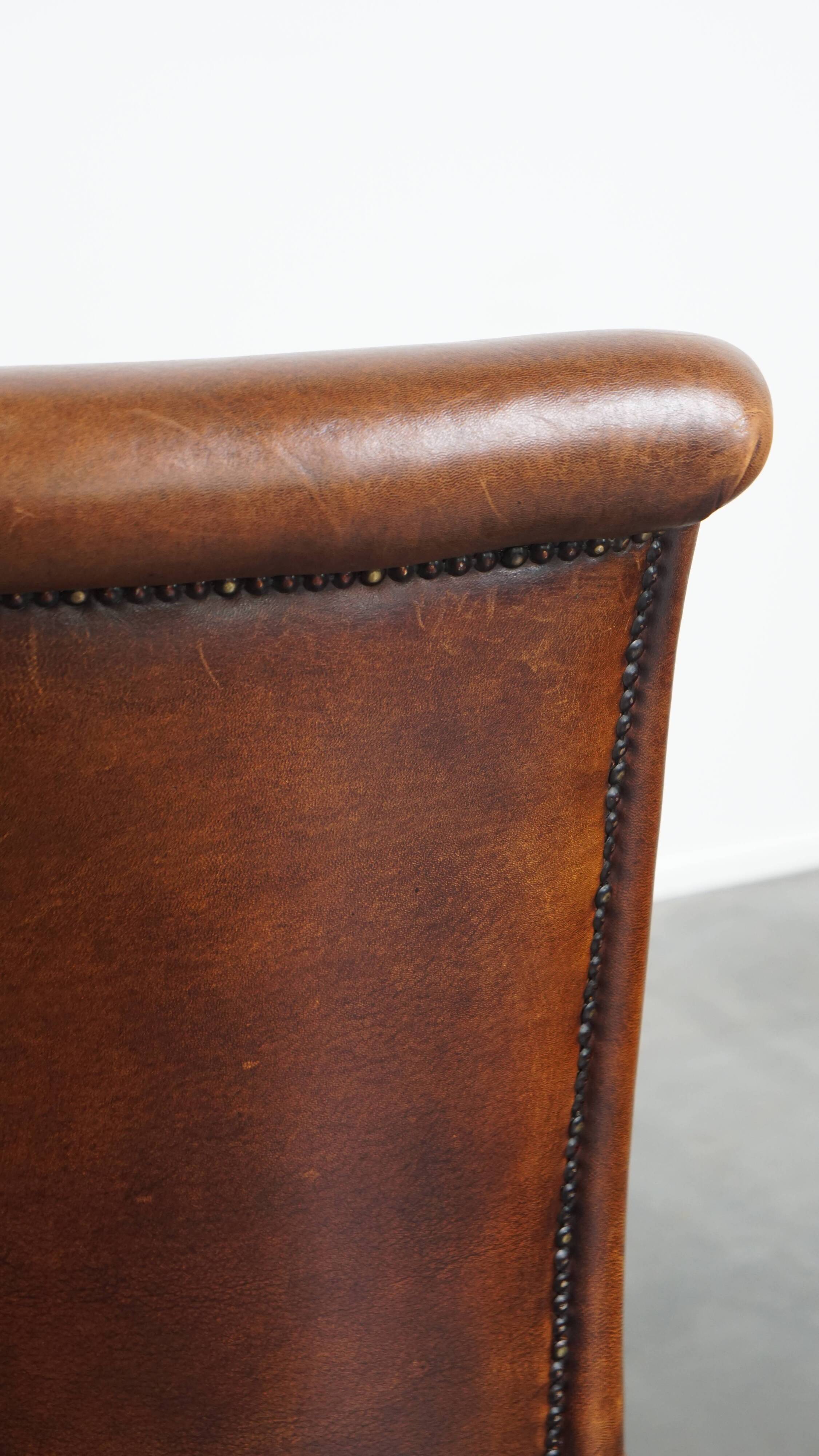 Set of 6 Dining Chairs in Sheepskin Leather