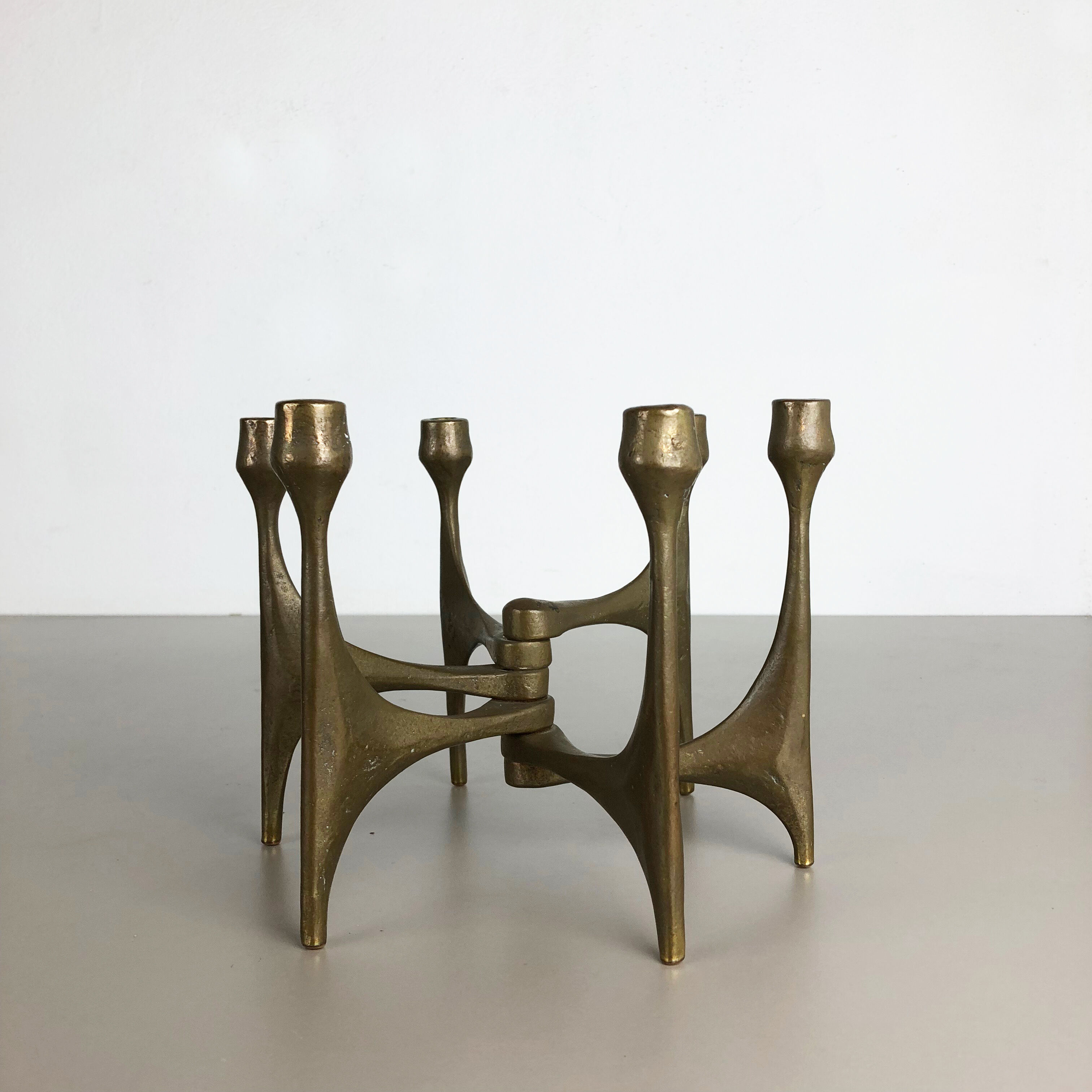 Brutalist bronze candleholder by Michael Harjes, Germany, 1960