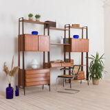 Italian teak wall unit with a desk and bar cabinet/secretarie, 1960s