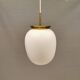 Old hanging lamp in milky white opal glass and brass top/suspension. Danish design 1930s