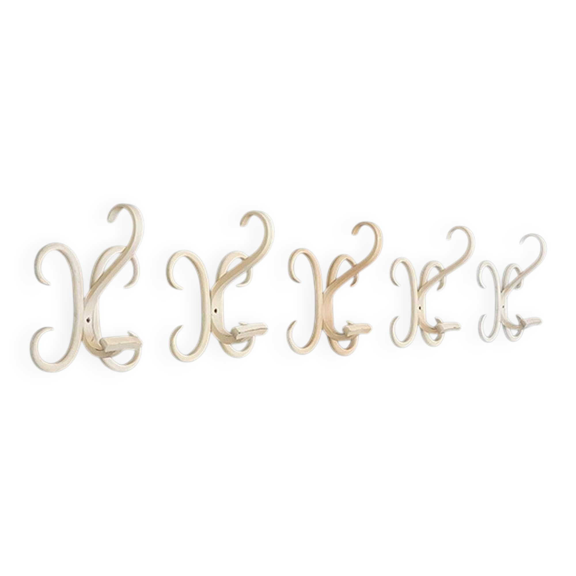 Curved white wooden coat hook, 1960s