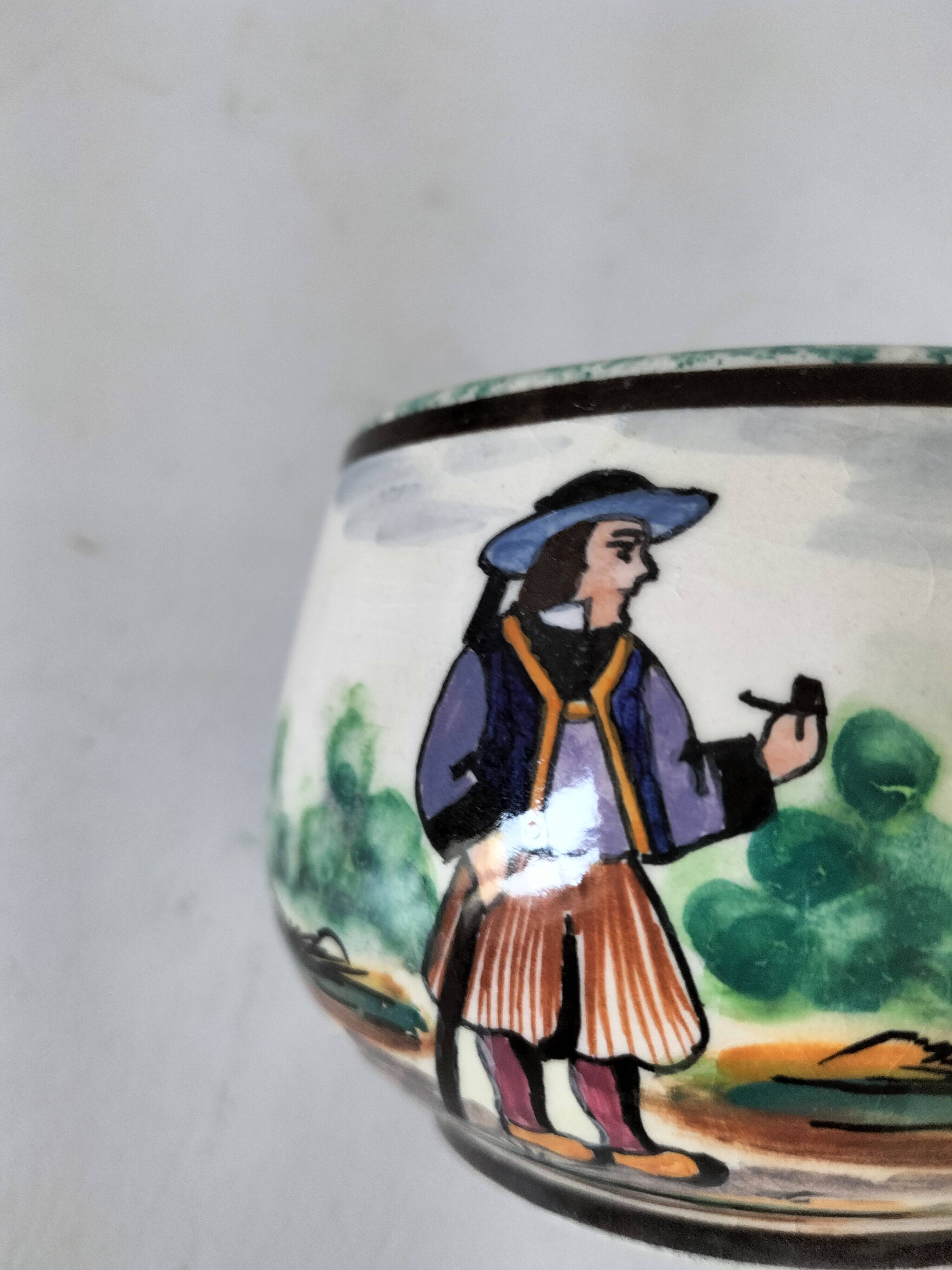 Breakfast cup HB Quimper – earthenware with rich Breton and floral decoration