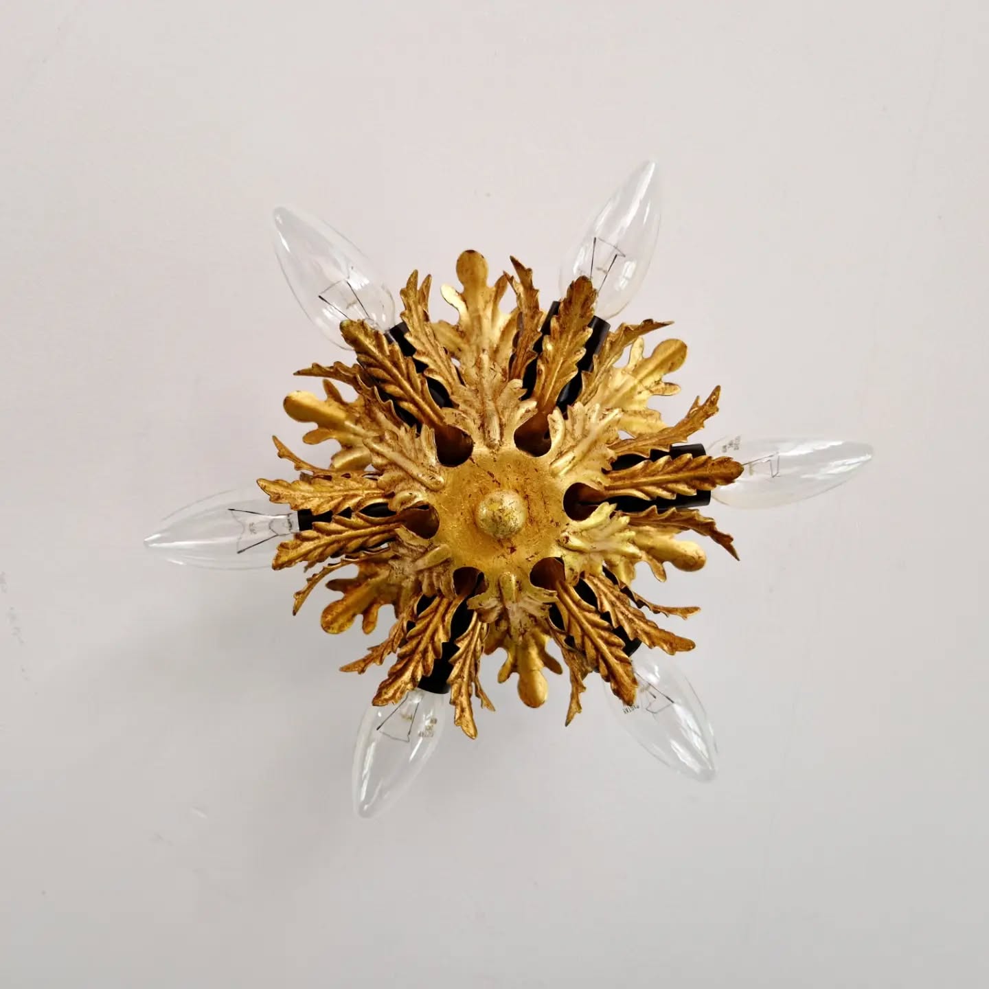 Golden metal ceiling light, Banci Firenze, 1970