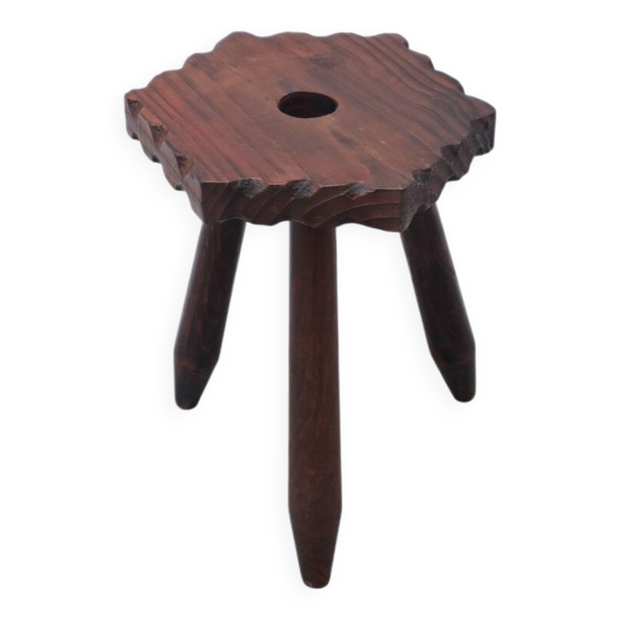 Modernist stool in solid pine, Spain 1970
