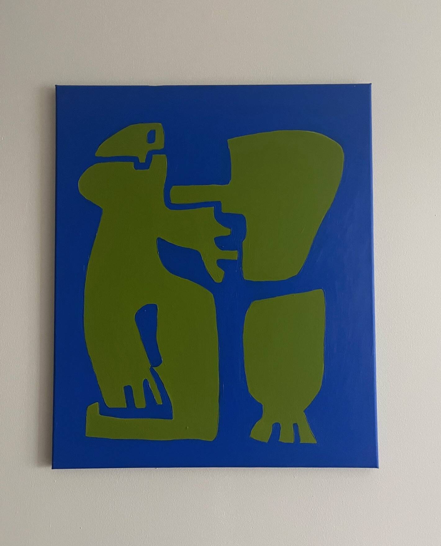 Original cubist canvas painting "happy blue men" by Bodasca