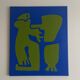Original cubist canvas painting "happy blue men" by Bodasca