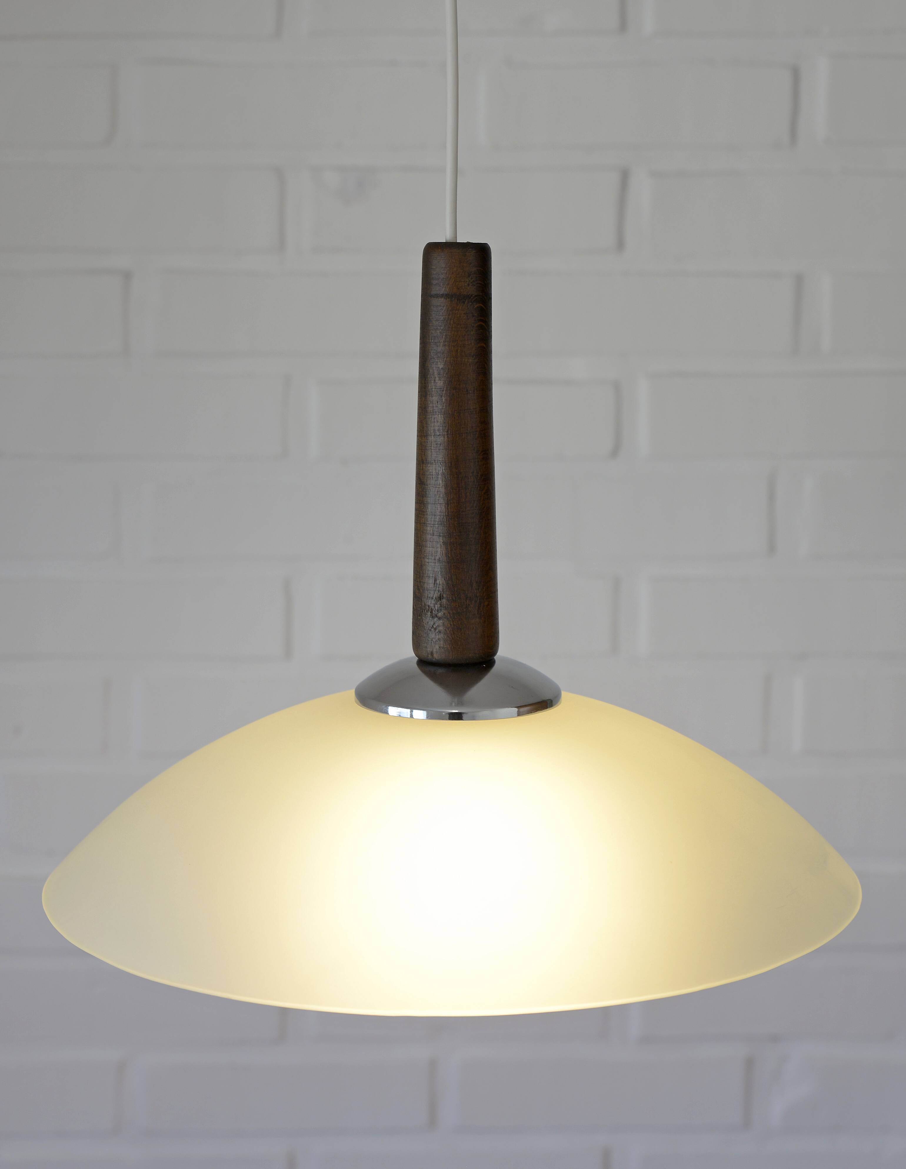 Hanging Lamp Mid-century modern Vintage Pendant Mint Green Glass Light 1970