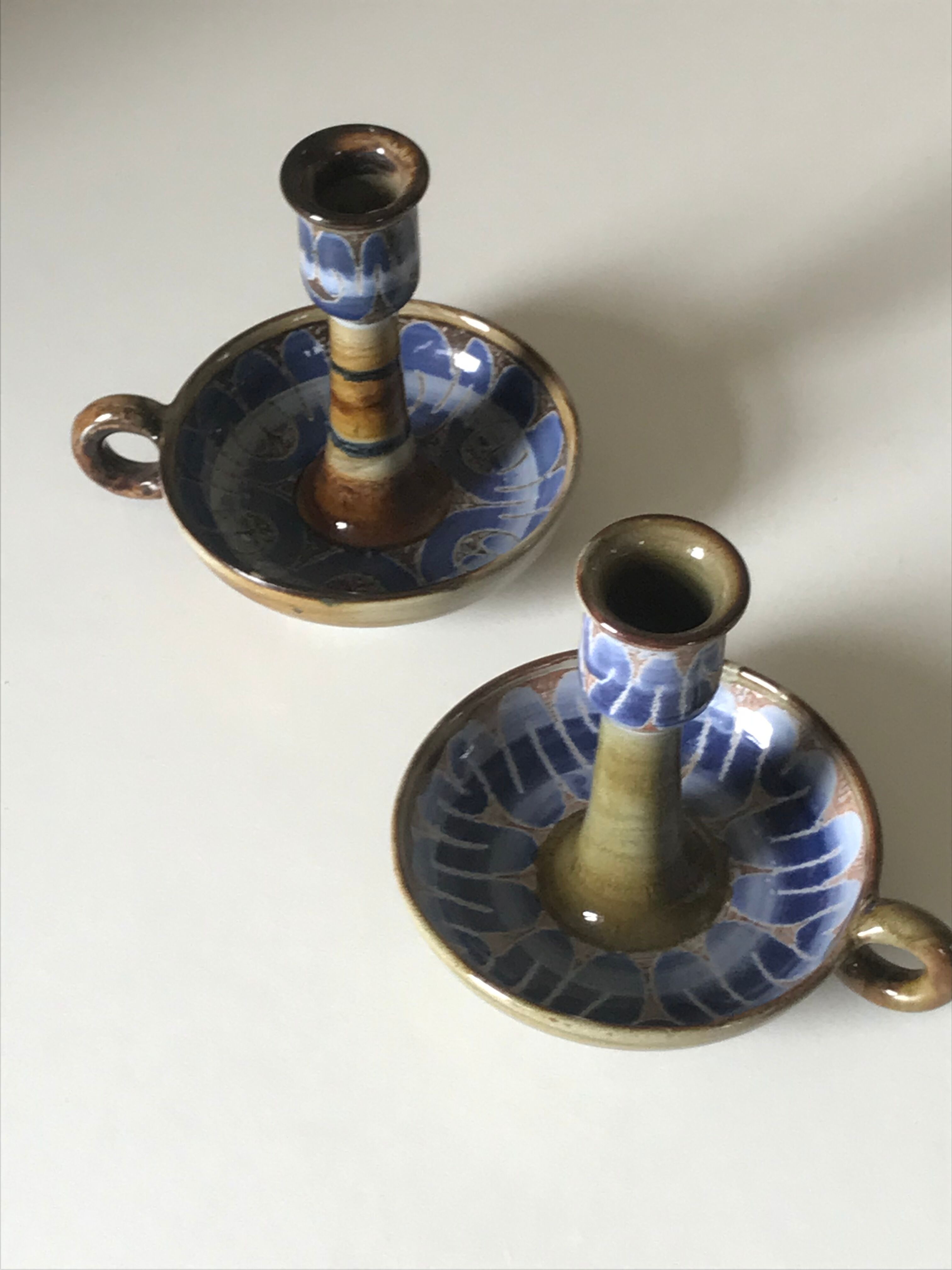 Pair of ceramic candle holders 1960 Roland Moreau