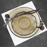 Glass and metal Art Deco Fruit Bowl, France 1920s