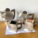 Art Deco tea coffee service 1930s hammered silver metal wood Antique Ant