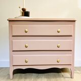 Antique pink wooden chest of drawers