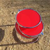 Coffee table three swivel trays in red glass and chromed metal