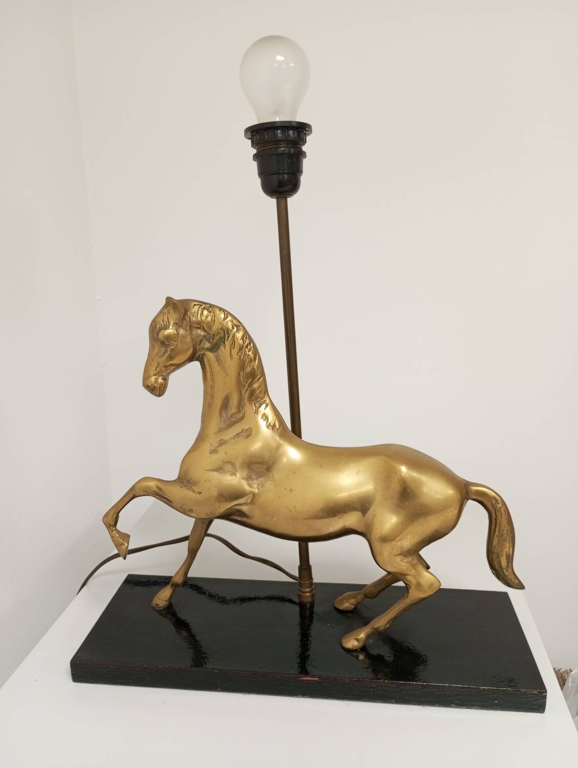 Table lamp Horse in gilded brass