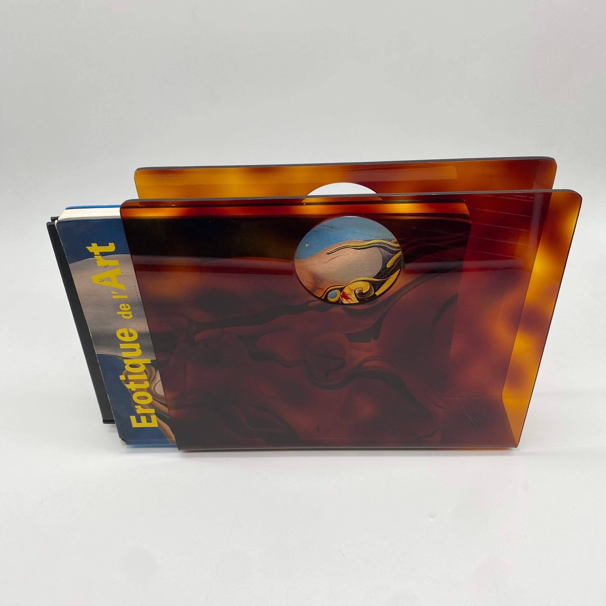 Lucite magazine rack "tortoiseshell", 1970s