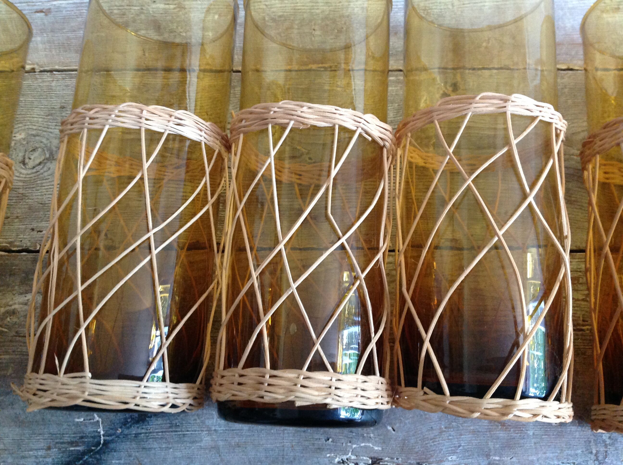 Series of 6 amber glasses