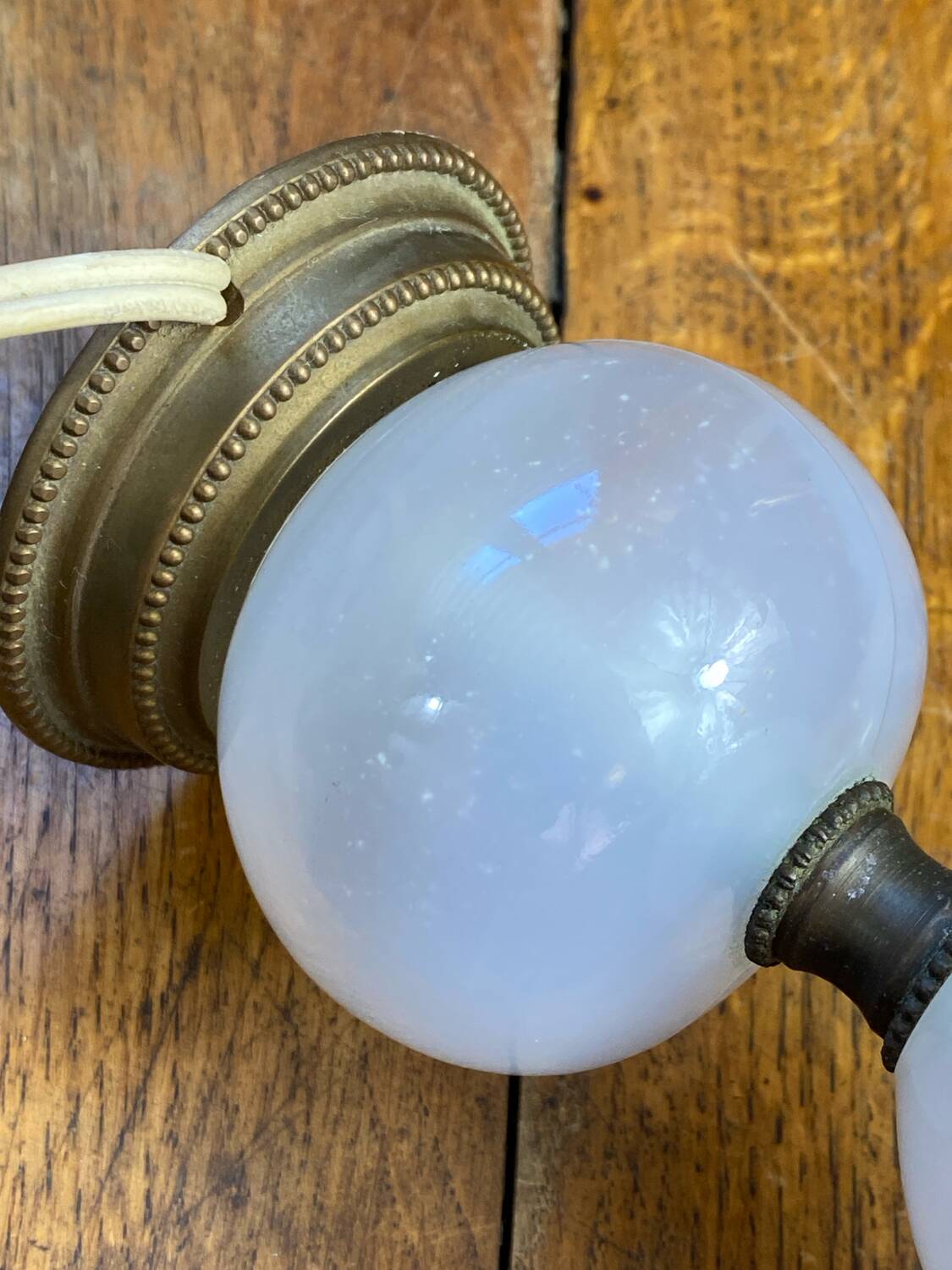 Glass and brass lamp