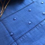 Drap ancien en lin et coton teinté en bleu Méditerranée