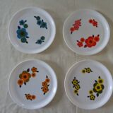 4 plates dessert flowers Arcopal lotus