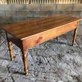 Louis Philippe style table / desk with 3 drawers in solid cherry wood and turned base