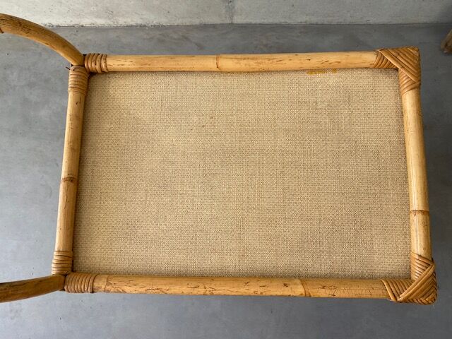 Vintage rattan rolling table service