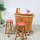 Vintage curved rattan bamboo cocktail bar Tiki bar