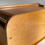 Wooden box with curtain vintage storage