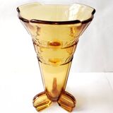 Stölzle Art Deco Amber Orange Tulip Vase 1930
