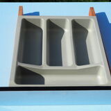 Blue formica table and two stools