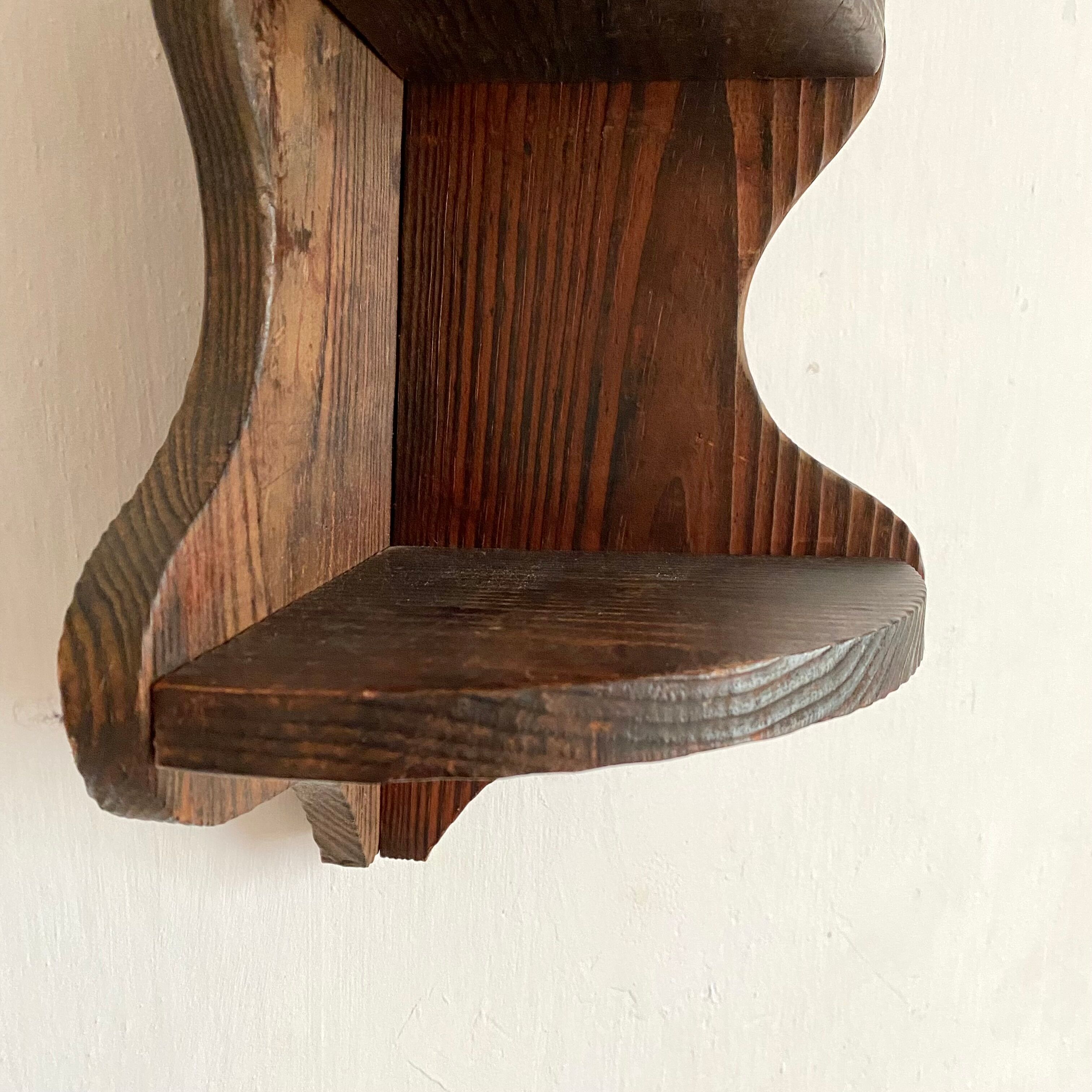 Wooden wall corner shelf