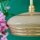 Suspension vintage lampshade in frosted yellow and gold glass