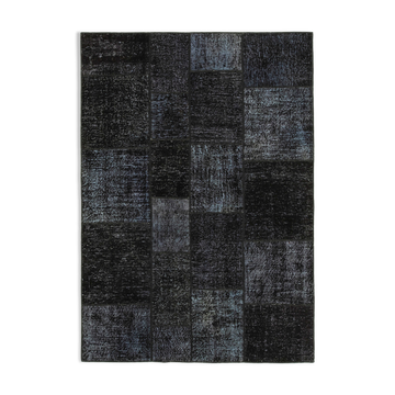Handmade anatolian vintage 172 cm x 244 cm black patchwork carpet
