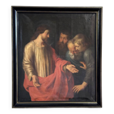 "The Incredulity of Saint Thomas" oil on canvas after the triptych by Rubens, circa 1800.