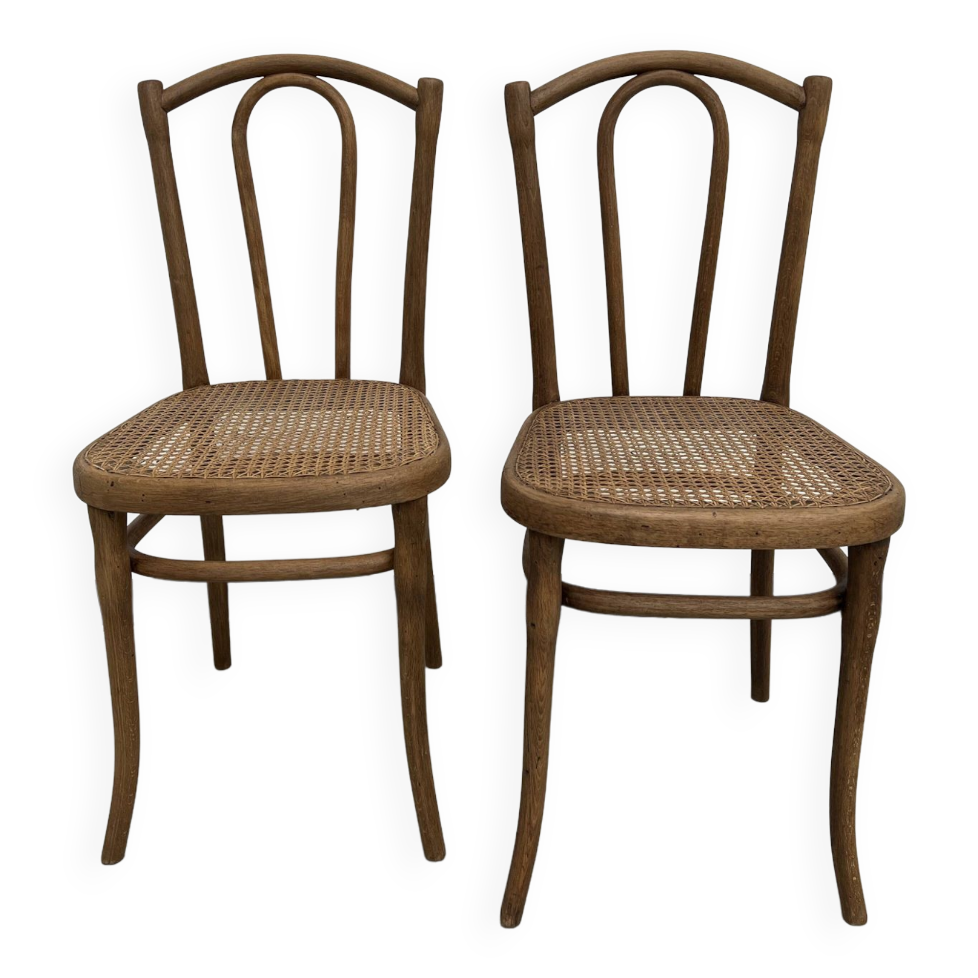 Duo de chaises bistrot anciennes Thonet avec estampille
