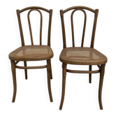 Duo de chaises bistrot anciennes Thonet avec estampille