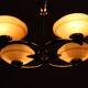 Art Deco chrome chandelier with cream opaline shades, Czechoslovakia, 1940s