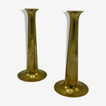 Pair of Scandinavian brass candle holders, Denmark 1960's