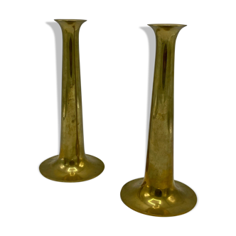 Pair of Scandinavian brass candle holders, Denmark 1960's