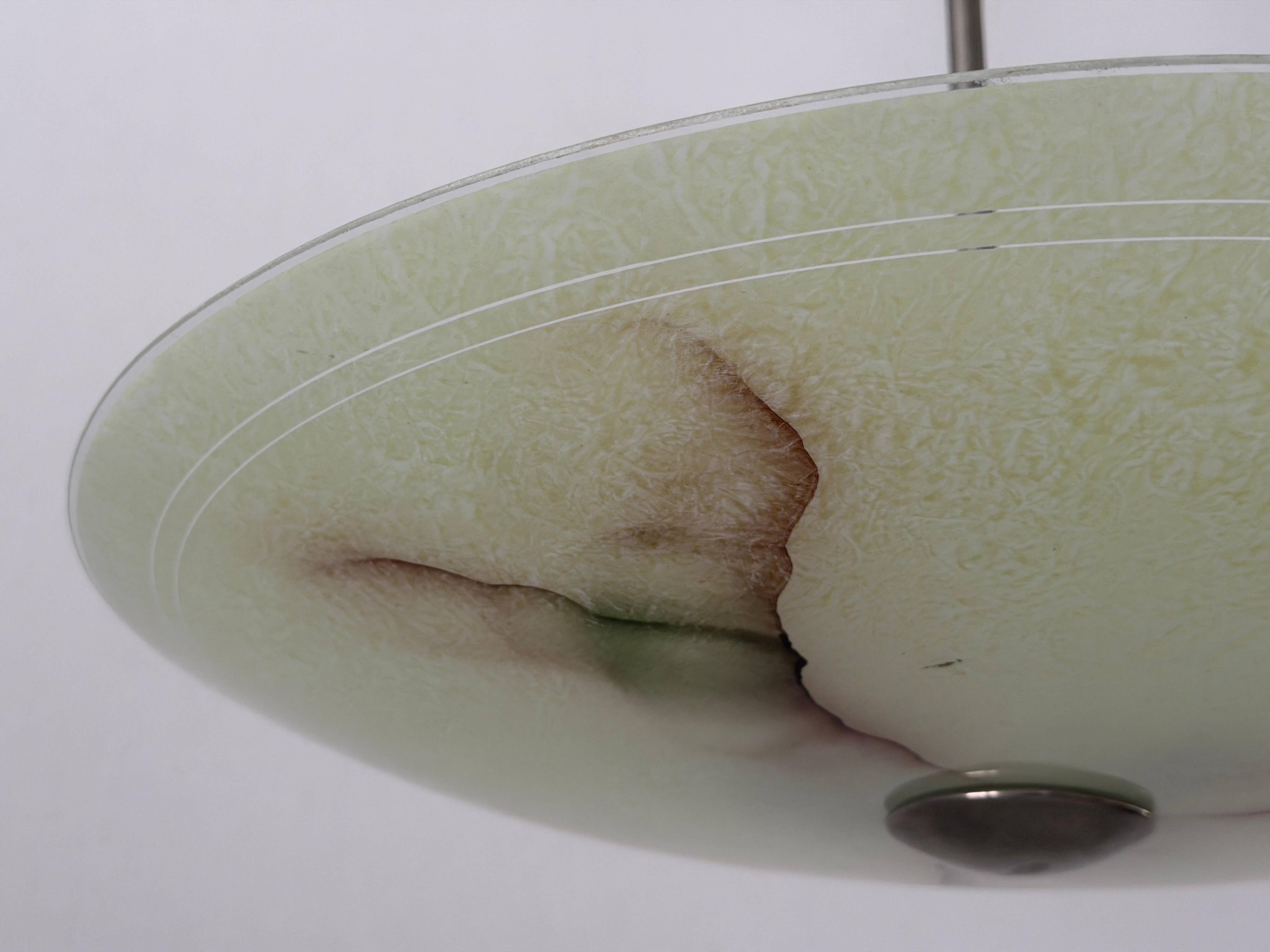 Art Deco ceiling light in green glass, 1940s, Germany